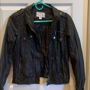 black faux leather jacket